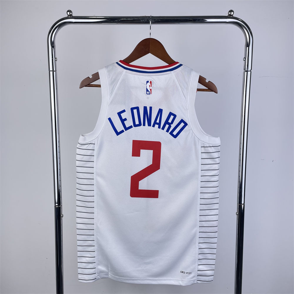 NBA Los Angeles Clippers 2023 V-Neck White Jersey LEONARD#2 S-XXL