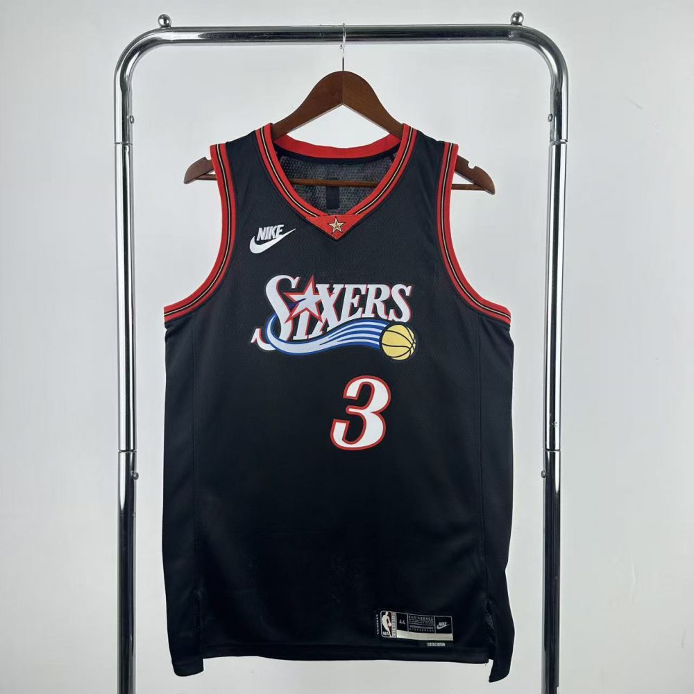 NBA Philadelphia 76ers 2026 Vintage Style Black Jersey IVERSON#3