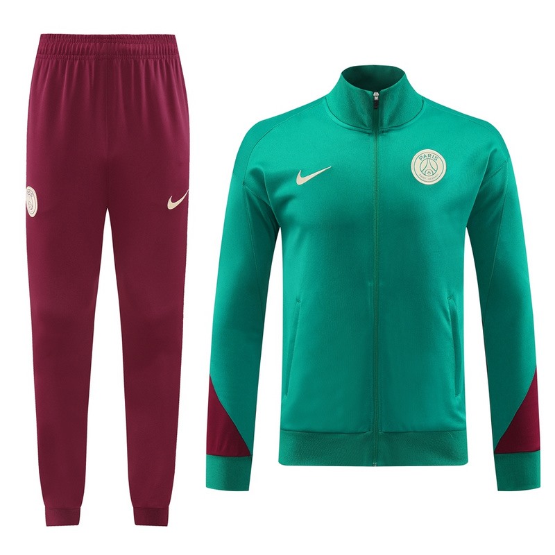 2024 PSG Green Jacket Training Suit Set Football Team Shirt Sports Fashion