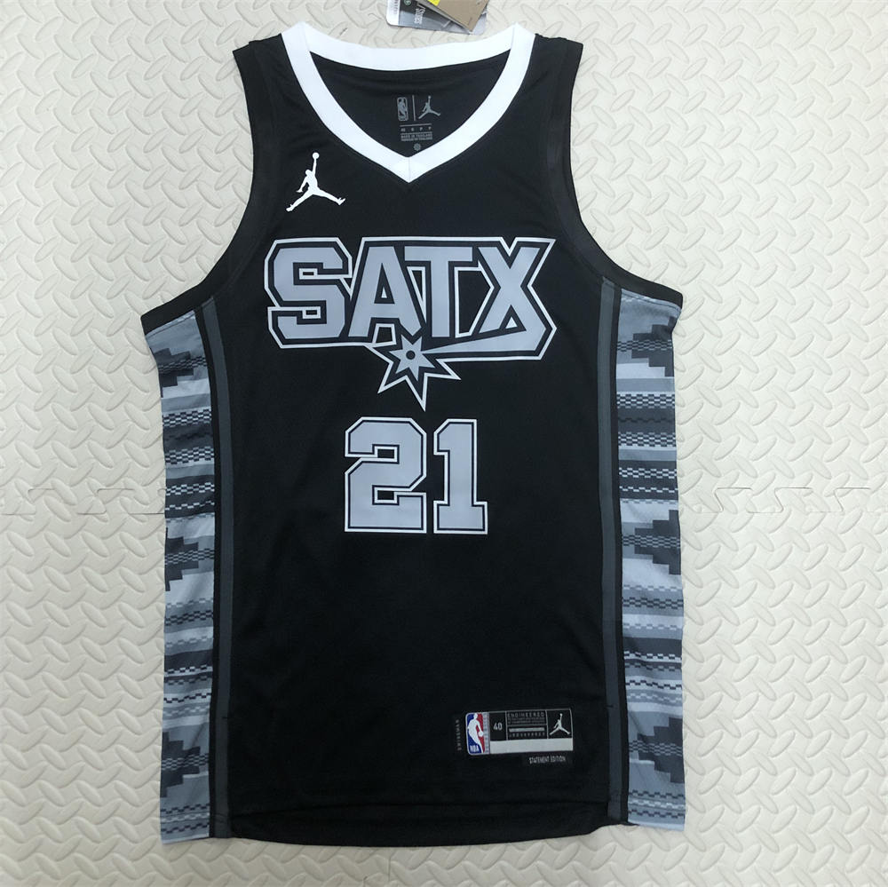 NBA San Antonio Spurs V-Neck Black jersey DUNCAN#21 S-XXL