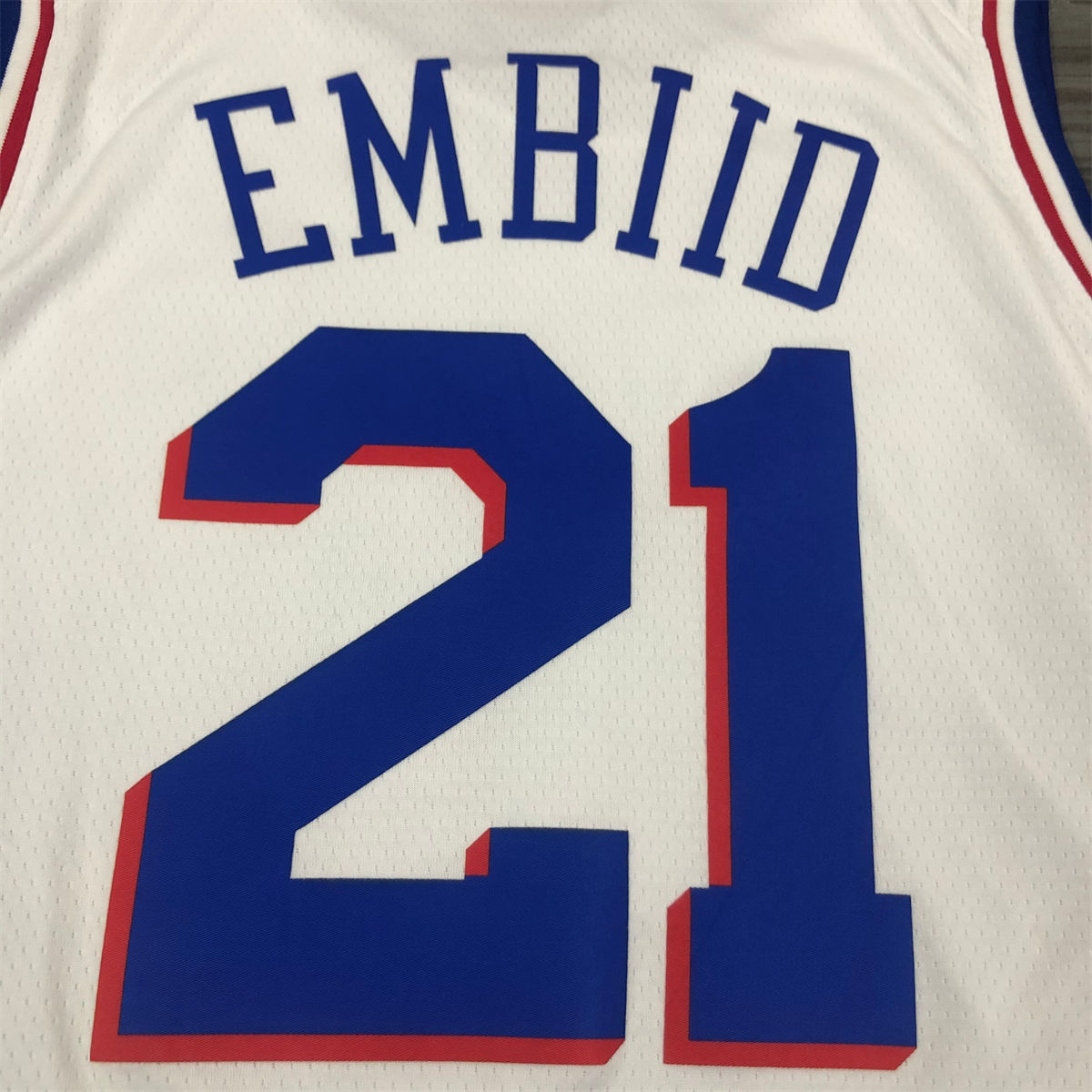 NBA Philadelphia 76ers V-Neck White Jersey EMBIID#21 S-XXL