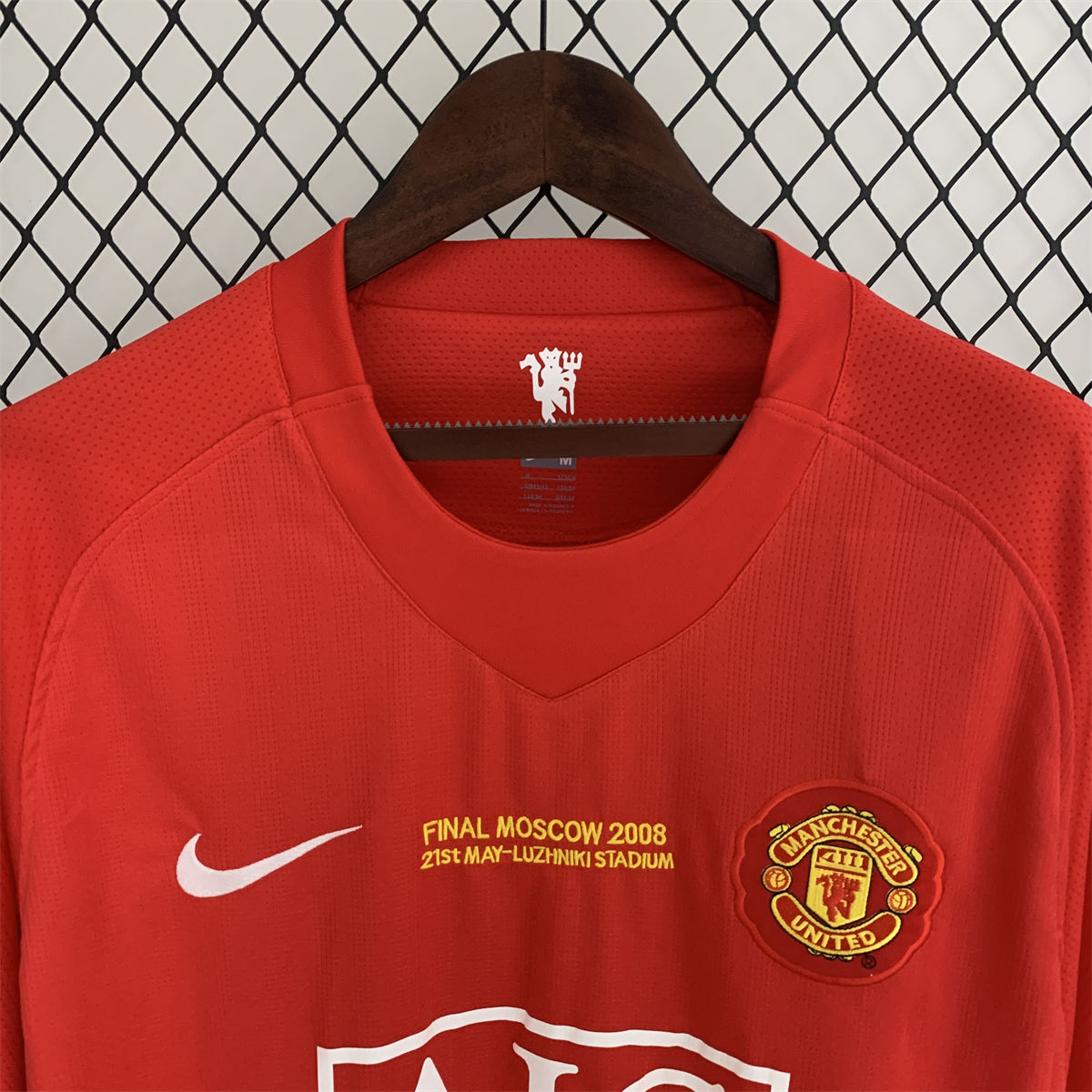 Retro Manchester United 07/08 long sleeve Champions League version home jersey Fan Version