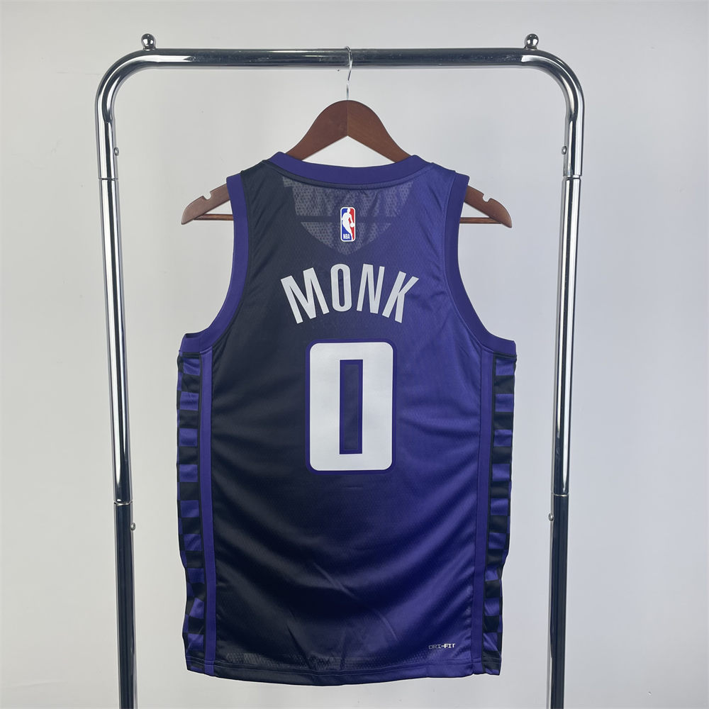NBA Scaramento Kings 2024 V-Neck JORDAN Edition Purple jersey MONK#0 S-XXL