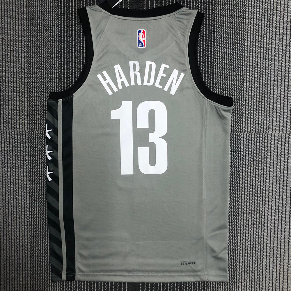 NBA Brooklyn Nets V-neck Grey 75th Anniversary JORDAN Edition HARDEN#13 Jersey S-XXL