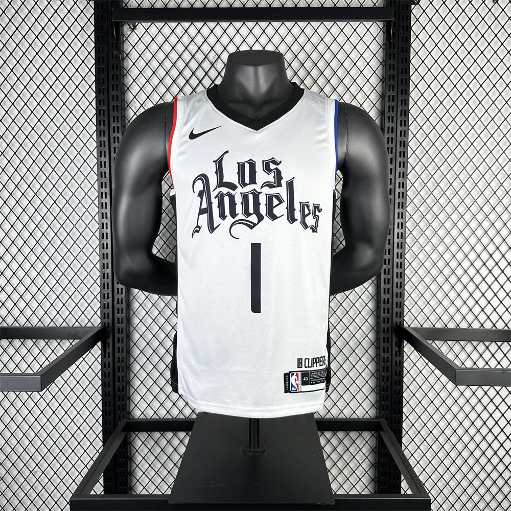 NBA Los Angeles Clippers V-Neck White Jersey HARDEN#1 S-XXL