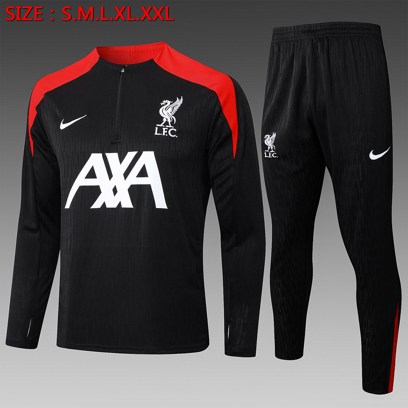 24/25 Liverpool Black Long-sleeved half-pull training kit Football team kit