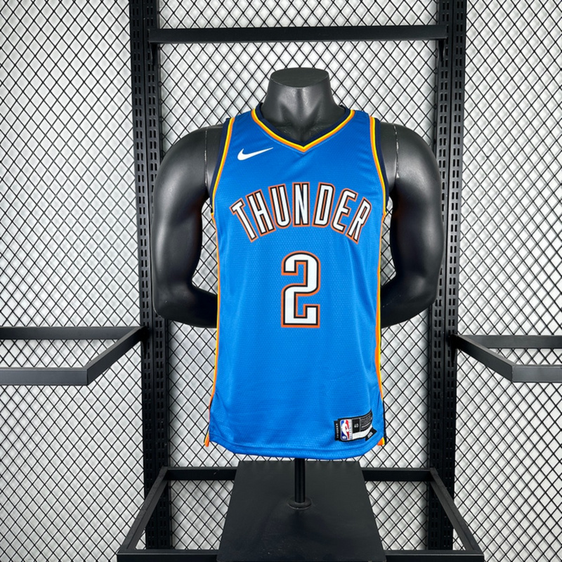 NBA Oklahoma City Thunder V-Neck Blue Jersey GILGEOUS-ALEXANDER#2 S-XXL