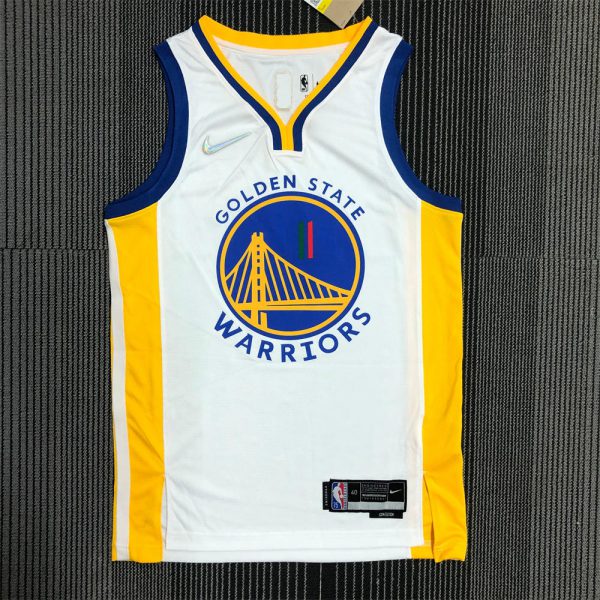 NBA Golden State Warriors V-Neck Mexico Edition 75th Anniversary White Jersey THOMPSON#11 S-XXL