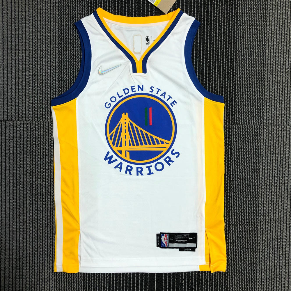 NBA Golden State Warriors V-Neck Mexico Edition 75th Anniversary White Jersey THOMPSON#11 S-XXL
