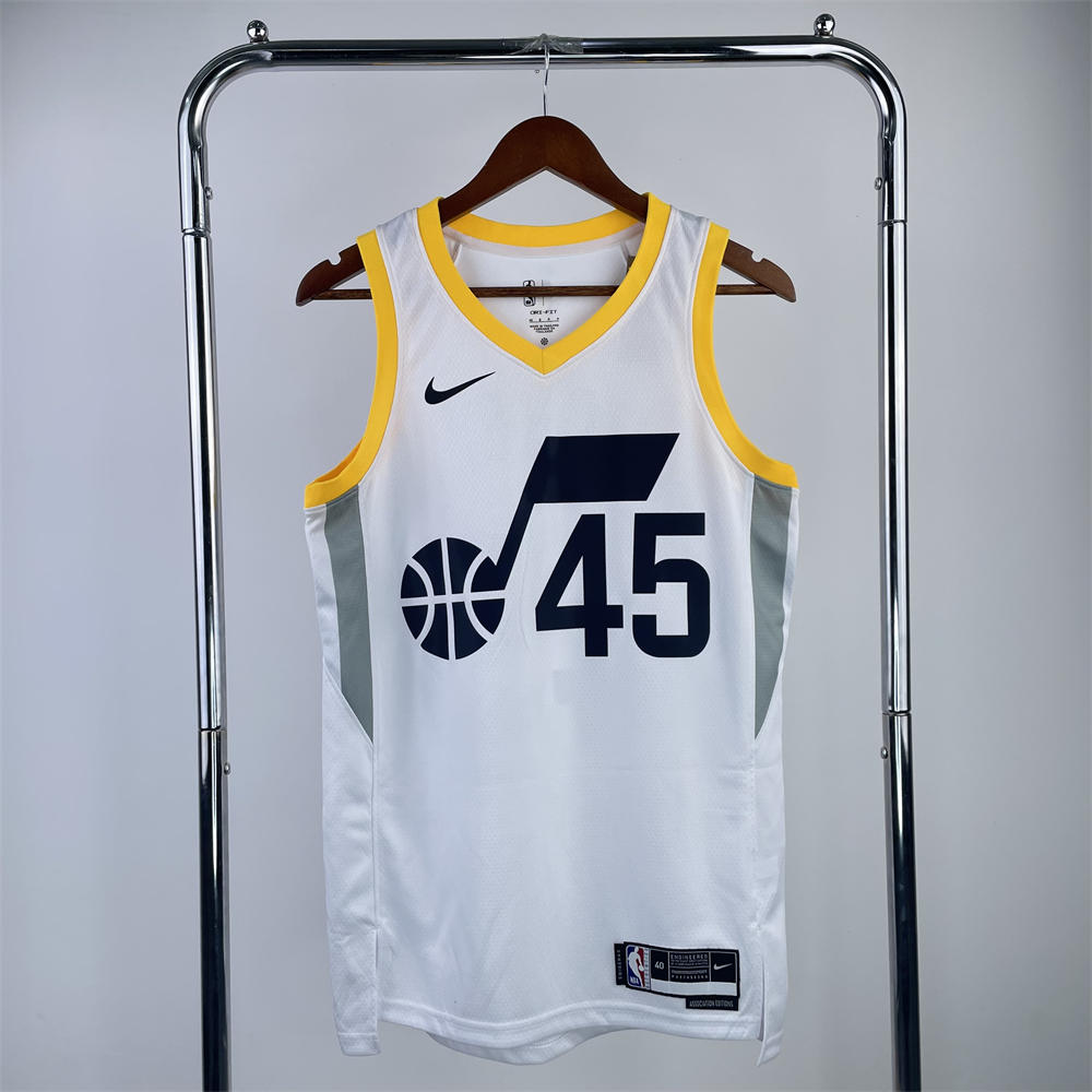 NBA Utah Jazz V-Neck White Jersey MITCHELL#45 S-XXL