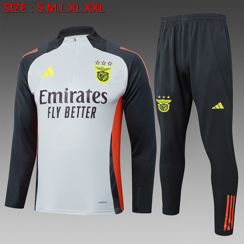 2024/25 Benfica Grey Long-sleeved half-pull training kit Football team kit