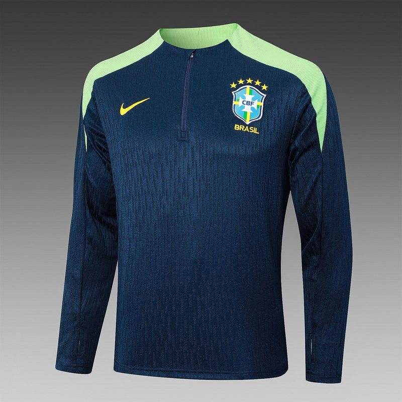 24/25 Brazil Blue Long-sleeved half-pull training kit Football team kit