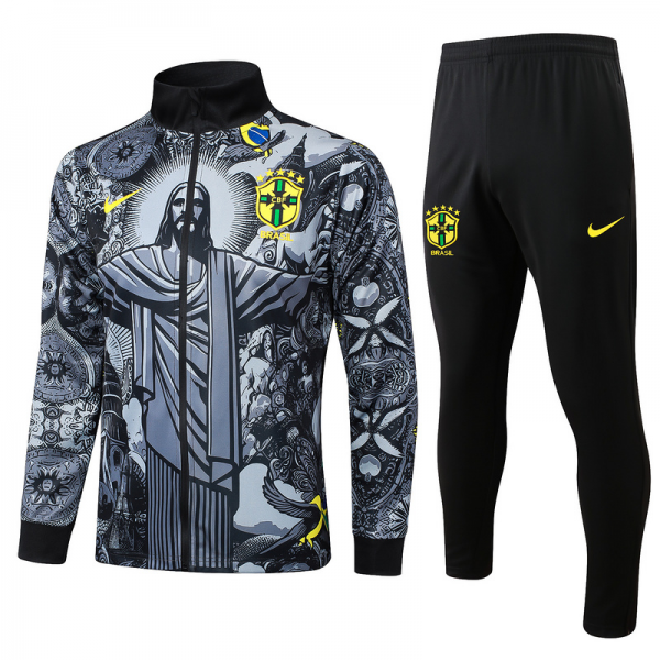 2024/25 Brazil Black Jacket Training Suit Set Football Team Shirt Sports Fashion