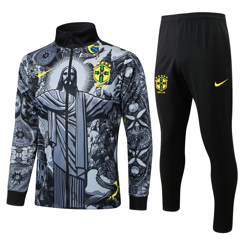 2024/25 Brazil Black Jacket Training Suit Set Football Team Shirt Sports Fashion