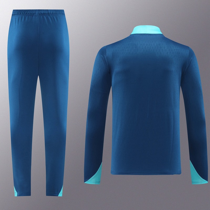 2024 Portugal Royal Blue Long-sleeved half-pull training kit Football team kit