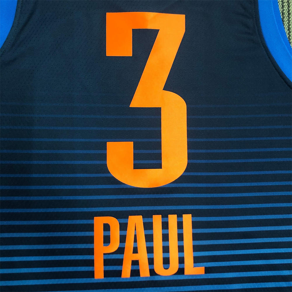 NBA Oklahoma City Thunder V-Neck Deep Blue Jersey PAUL#3 S-XXL