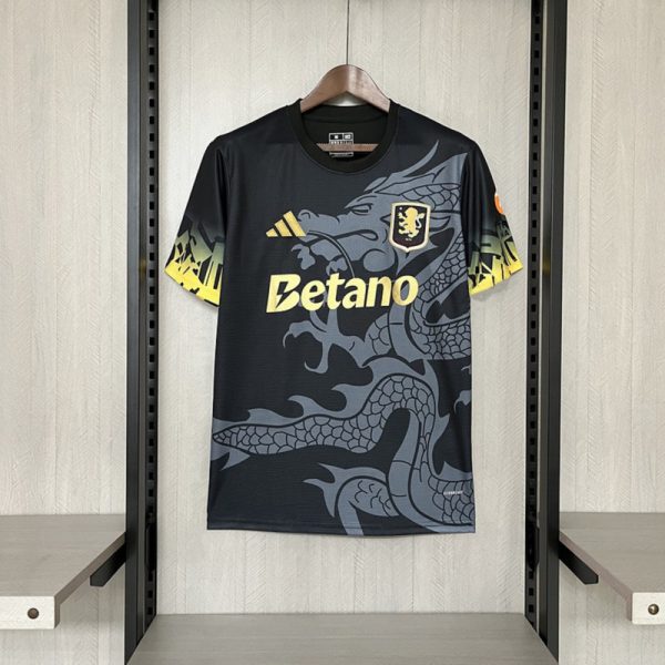 2025/26 Aston Villa Black Jersey Fan Version