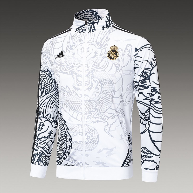 2024 Real Madrid White Jacket Training Suit Set Football Team Shirt Sports Fashion