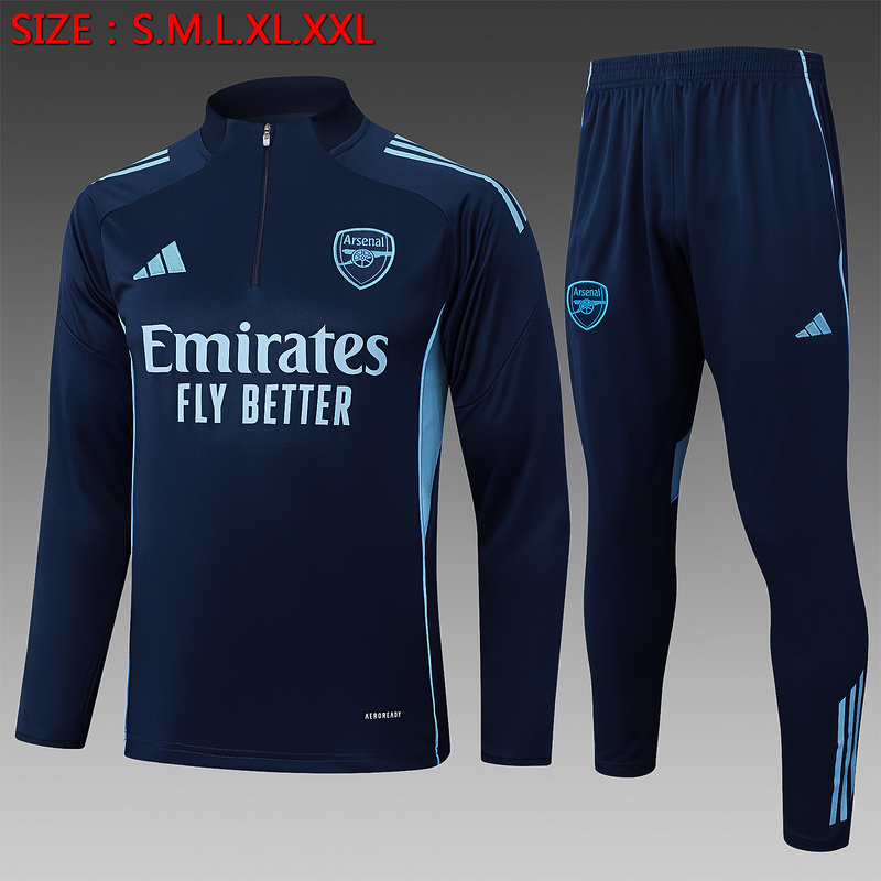 202526 Arsenal Royal blue Long-sleeved half-pull training kit Football team kit