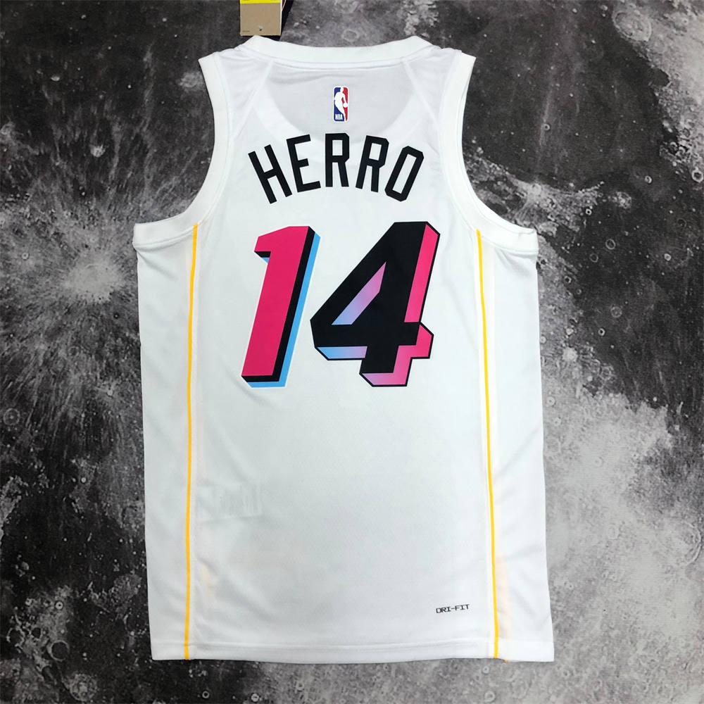 NBA Miami Hearts Round Neck City Edition White Jersey HERRO#14 S-XXL