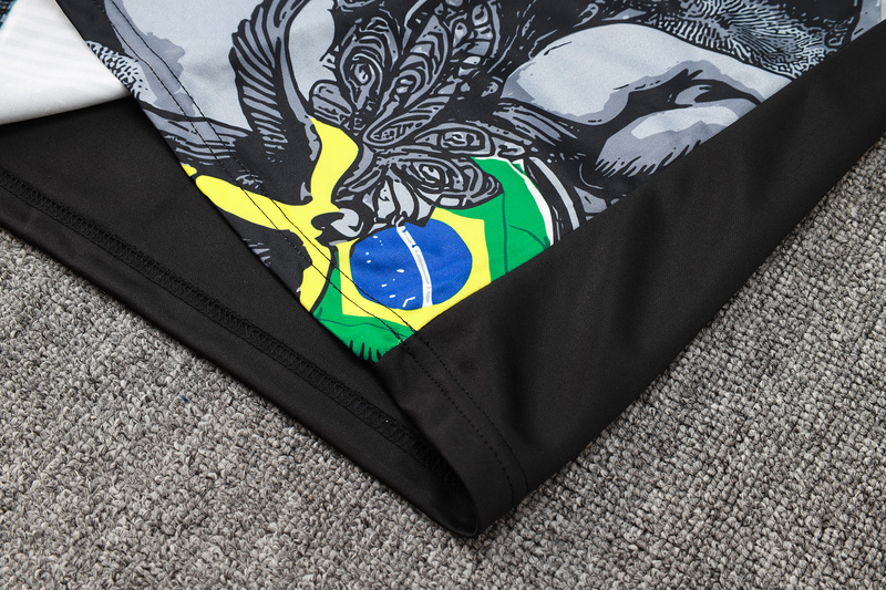 24/25 Brazil Black Long-sleeved half-pull training kit Football team kit