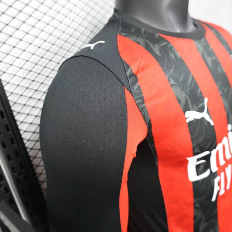 2025/26 AC Milan Home Long Sleeve Jersey Player Version