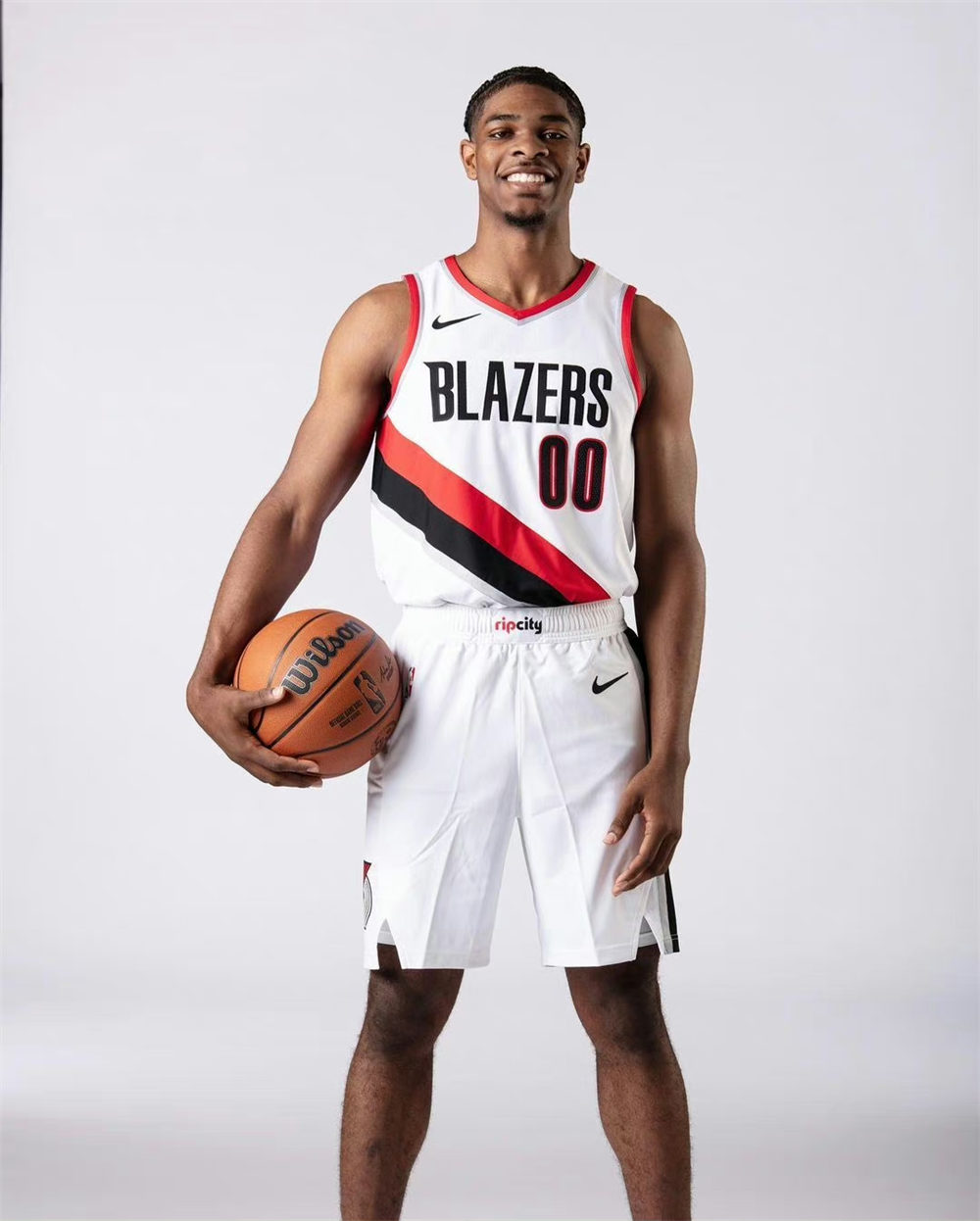 NBA Portland Trail Blazers 2023 V-Neck White jersey HENDERSON#00 S-XXL