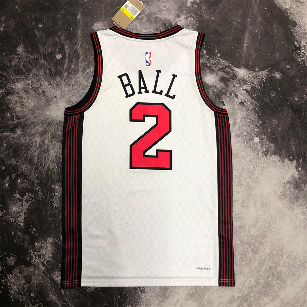 NBA Chicago Bulls Round Neck White Jersey BALL#2 S-XXL