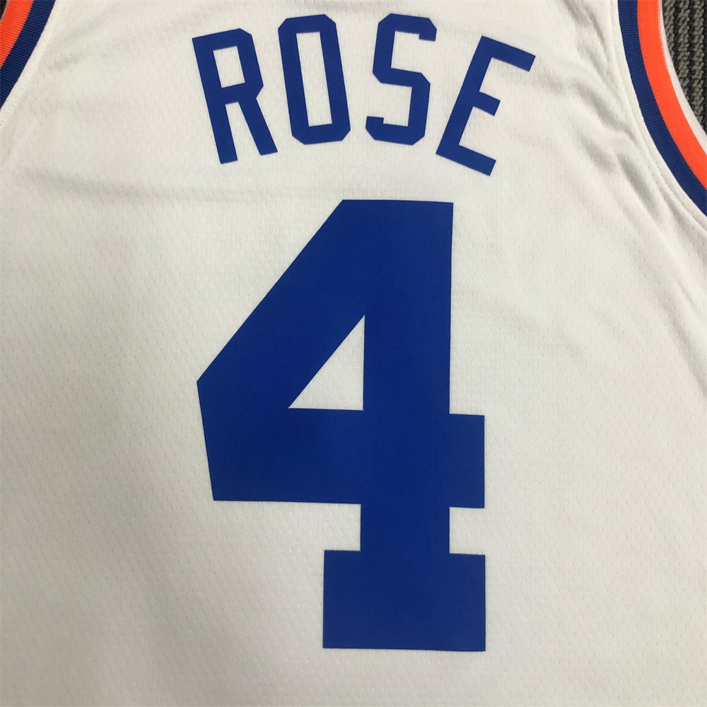 NBA New York Knicks Round Neck White jersey ROSE#4 S-XXL