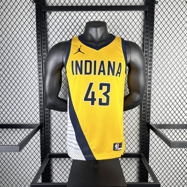 NBA Indiana Pacers 2024 JORDAN Edition V-Neck Yellow Jersey SIAKAM#43 S-XXL