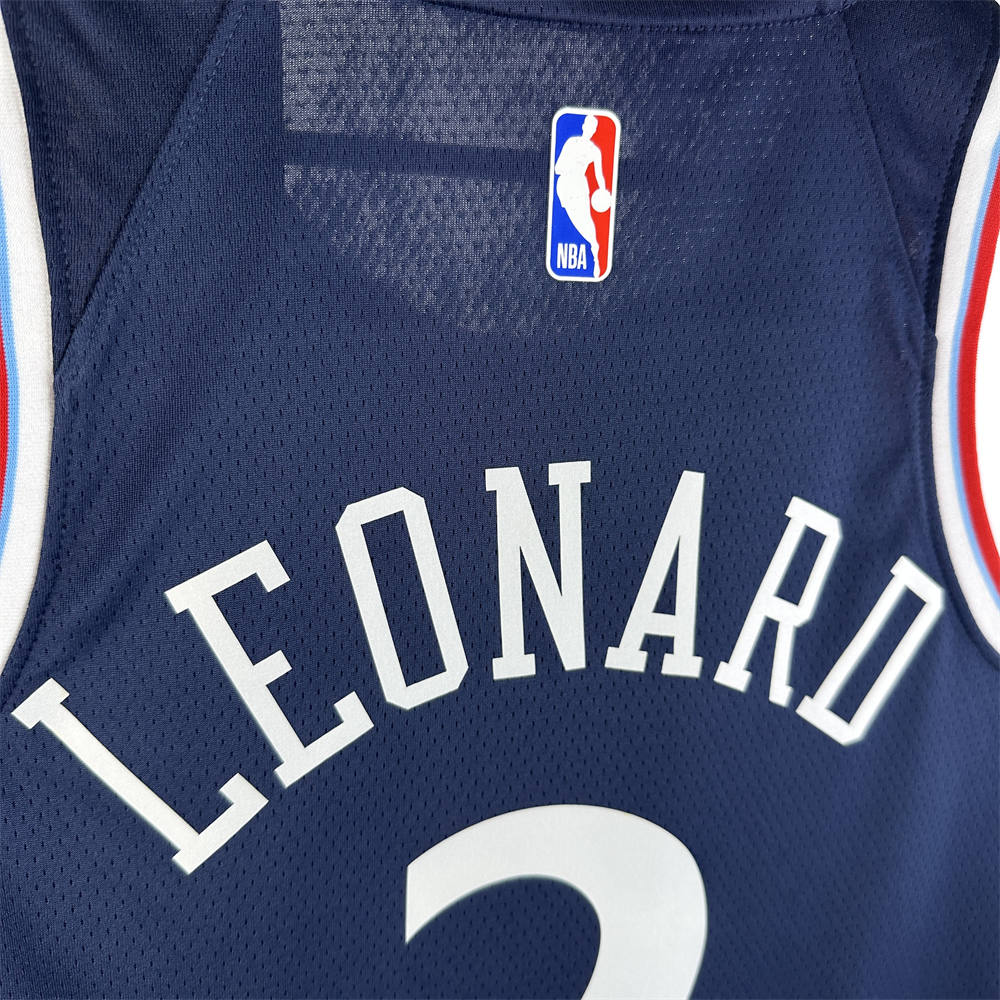 NBA Los Angeles Clippers 24/25 Round Neck dark blue Jersey LEONARD#2 S-XXL