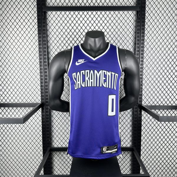 NBA Scaramento Kings 24/25 V-Neck Retro Blue jersey MONK#0 S-XXL