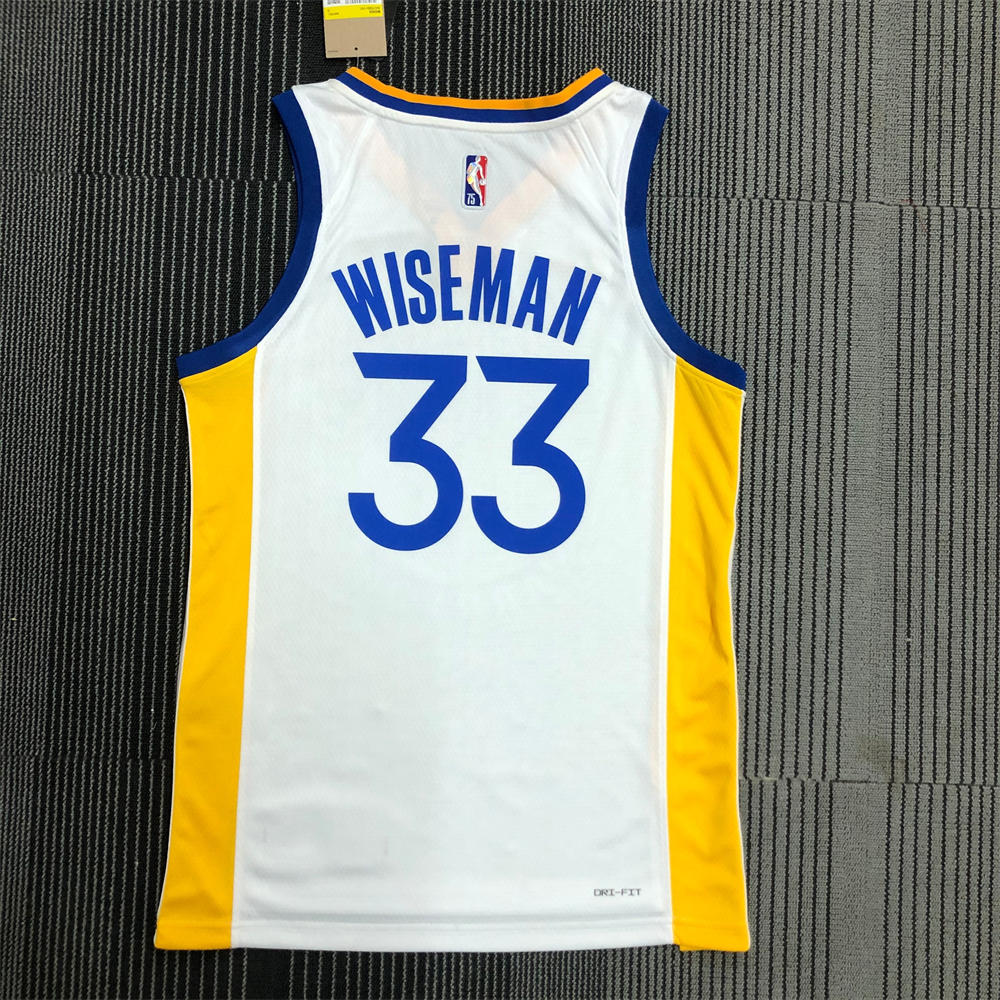 NBA Golden State Warriors V-Neck White Jersey WISEMAN#33 S-XXL