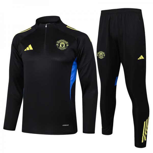 202526 Manchester United Black Long-sleeved half-pull training kit Football team kit