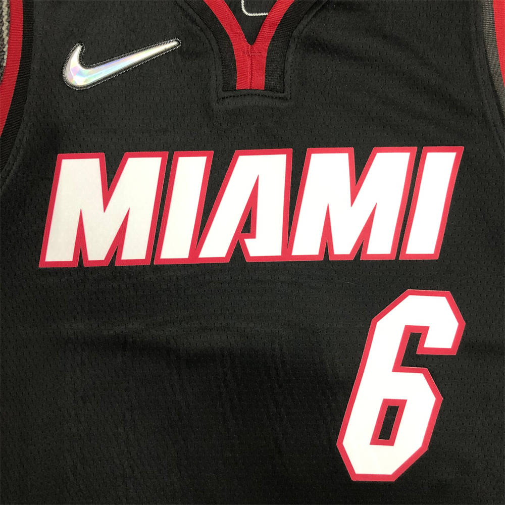 NBA Miami Hearts V-Neck Black 75th Anniversary Jersey JAMES#6 S-XXL