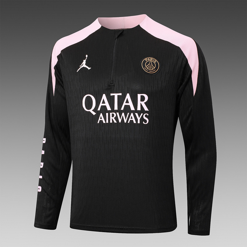 24/25 Paris Black Long-sleeved half-pull training kit Football team kit