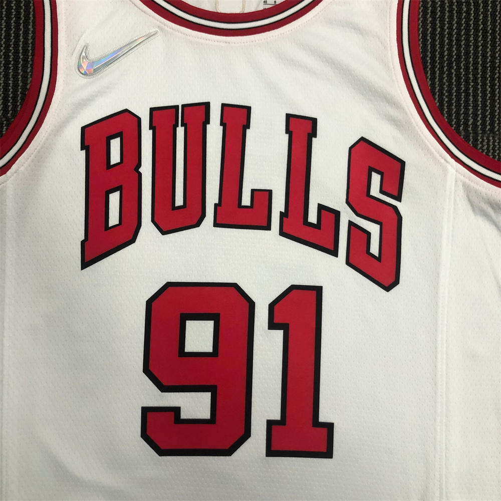 NBA Chicago Bulls Round Neck White 75th anniversaryJersey RODMAN#91 S-XXL
