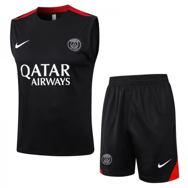 24/25 Paris Black Training Set Shirt and Shorts