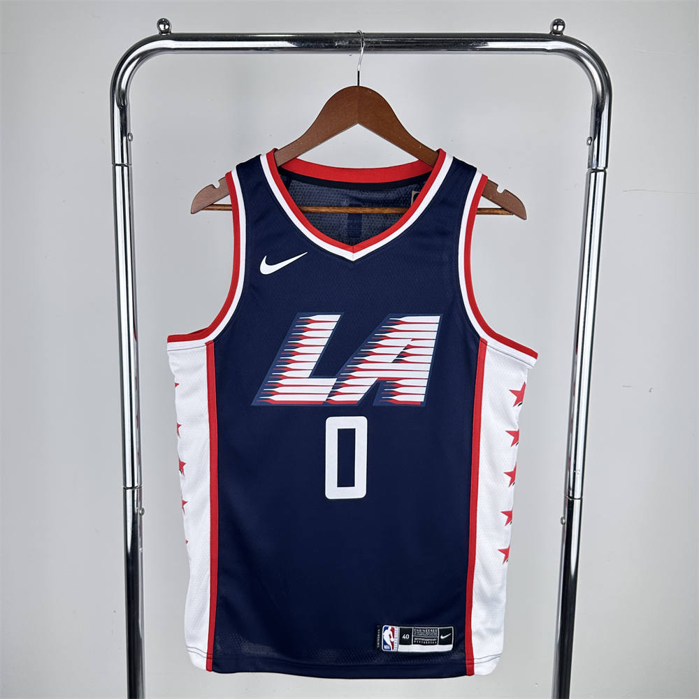 NBA Los Angeles Clippers 2019 City Edition Round Neck dark blue Jersey WESTBROOK#0 S-XXL