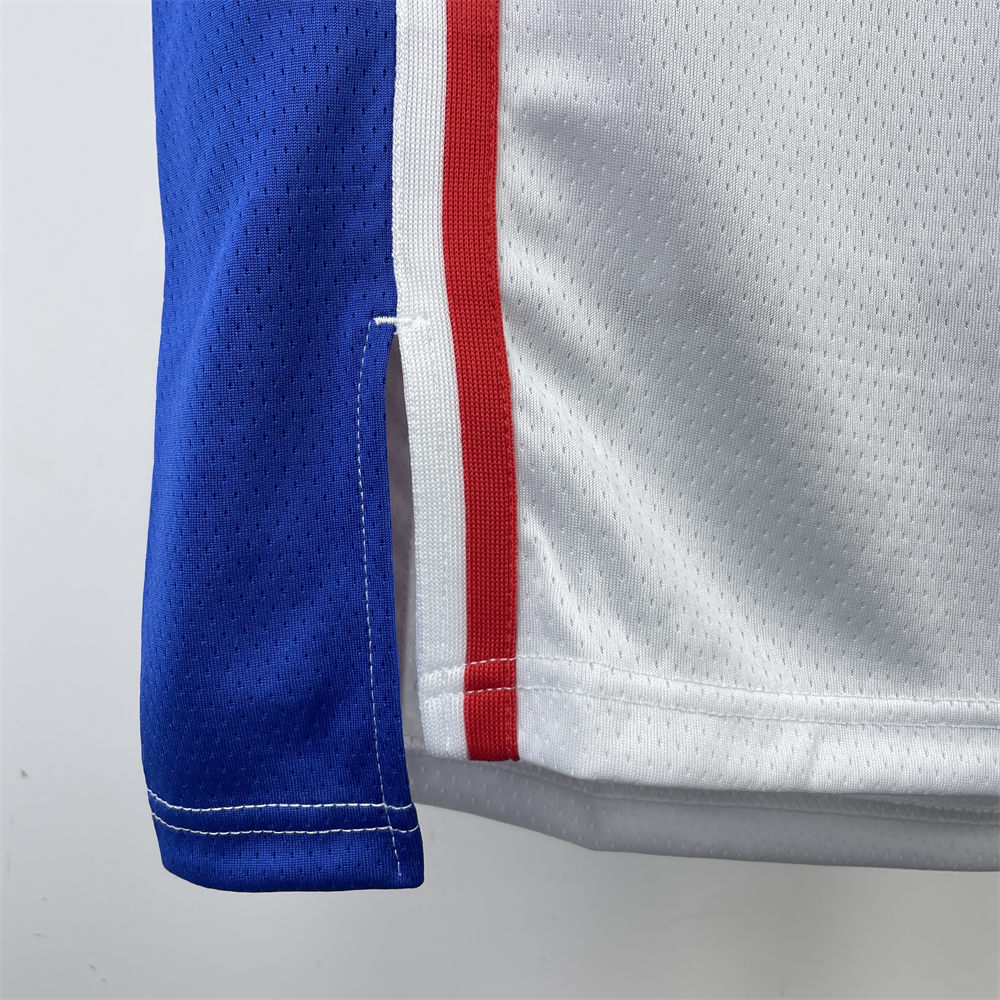 NBA Philadelphia 76ers 2023 V-Neck White Jersey EMBIID#21 S-XXL