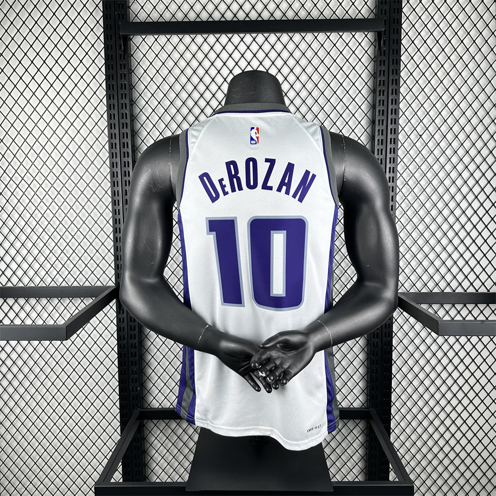 NBA Scaramento Kings V-Neck White 75th Anniversary jersey DeROZAN#10 S-XXL