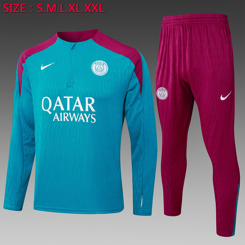 24/25 Paris Take blue Long-sleeved half-pull training kit Football team kit