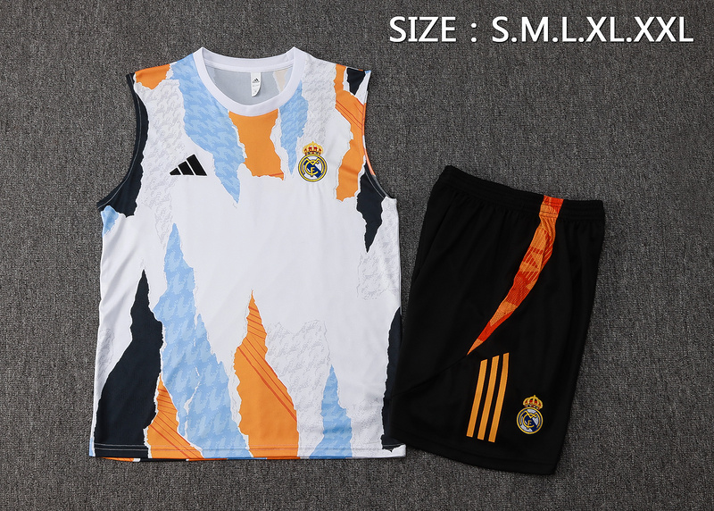 24/25 Real Madrid Blue yellow white Training Set Shirt and Shorts