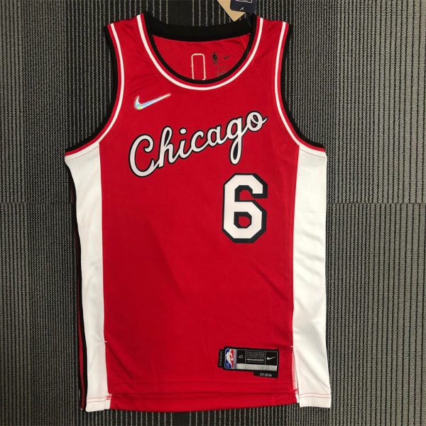 NBA Chicago Bulls Round Neck Red 75th Anniversary Jersey CARUSO#6 S-XXL