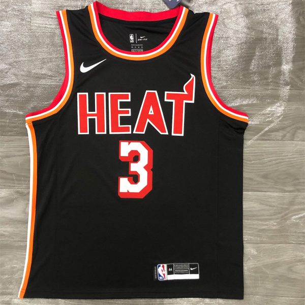NBA Miami Hearts round neck Black Jersey WADE#3 S-XXL