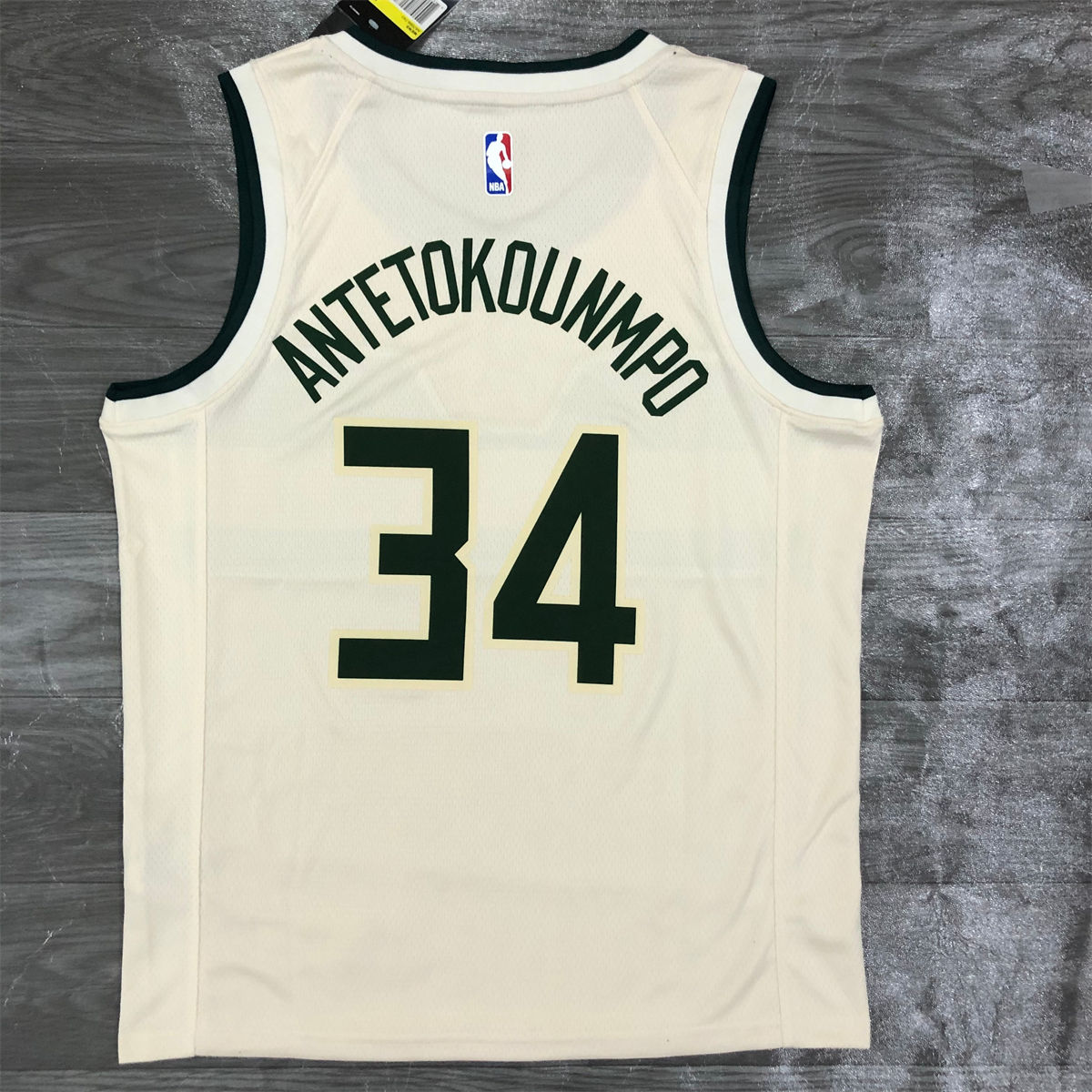 NBA Milwaukee Bucks V-Neck Beige jersey ANTETOKOUNMPO#34 S-XXL