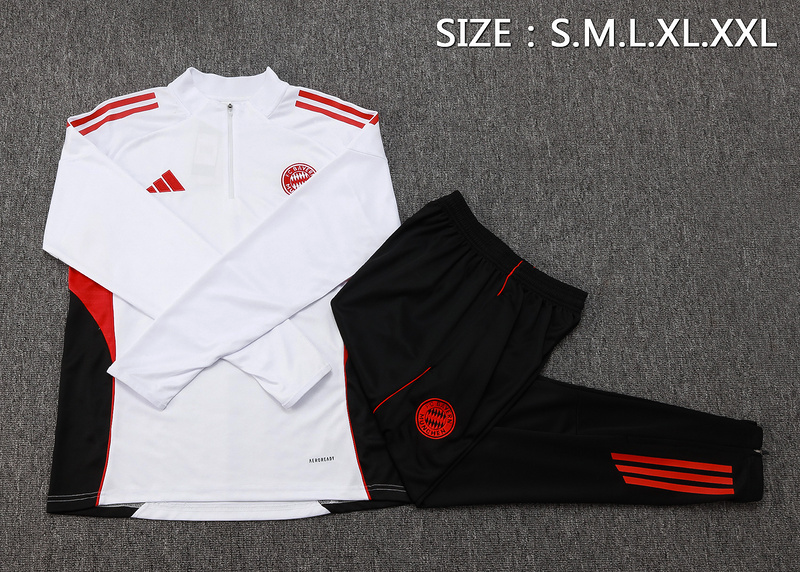 202526 Bayern Munich White Long-sleeved half-pull training kit Football team kit