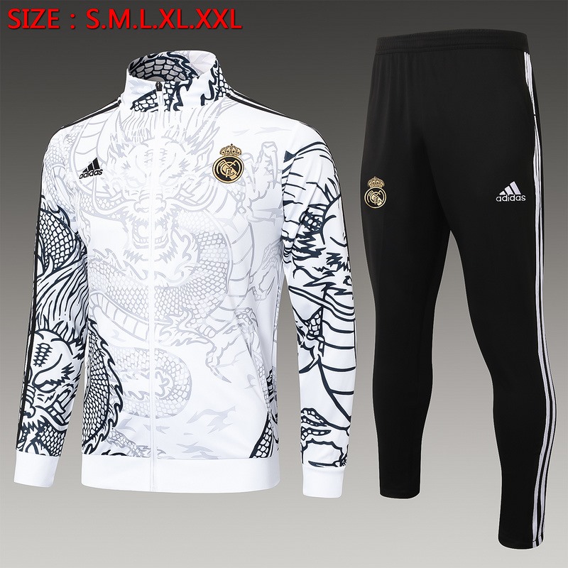 2024 Real Madrid White Jacket Training Suit Set Football Team Shirt Sports Fashion
