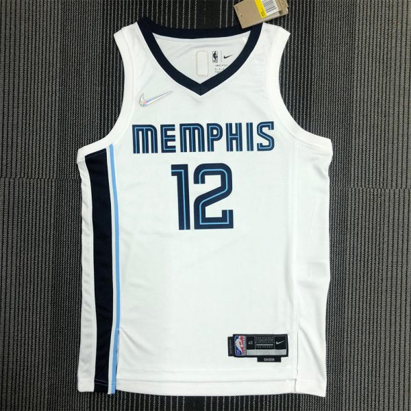 NBA Memphis Grizzies Round Neck White Jersey MORANT#12 S-XXL