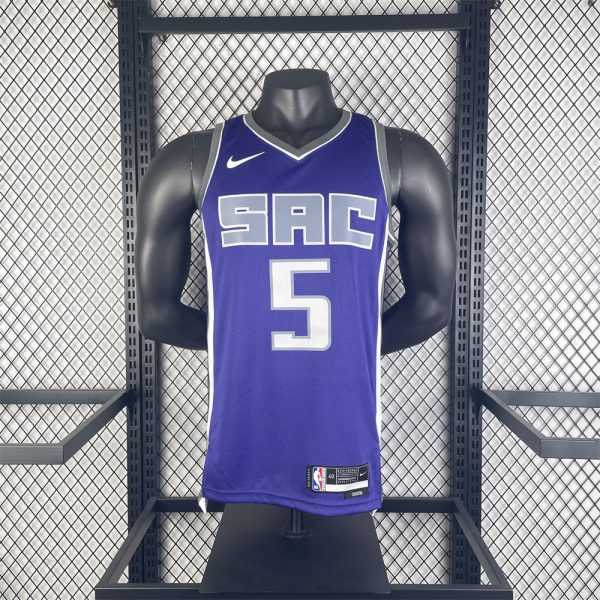 NBA Scaramento Kings 2024 V-Neck Purple jersey FOX#5 S-XXL